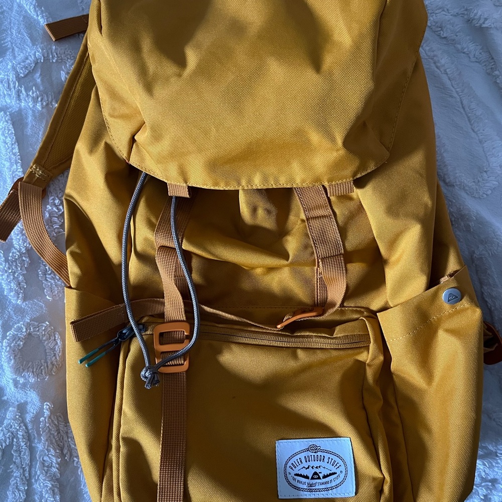 Yellow hiking backpack
